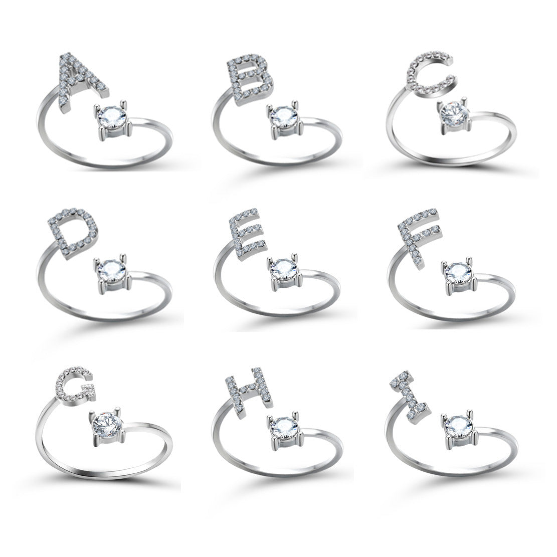 New Design Adjustable 26 Initial Letter Ring Fashion Jewelry For Women Simple Elegant Jewelry New Design Adjustable 26 Initial Letter Ring Fashion Jewelry For Women Simple Elegant Jewelry